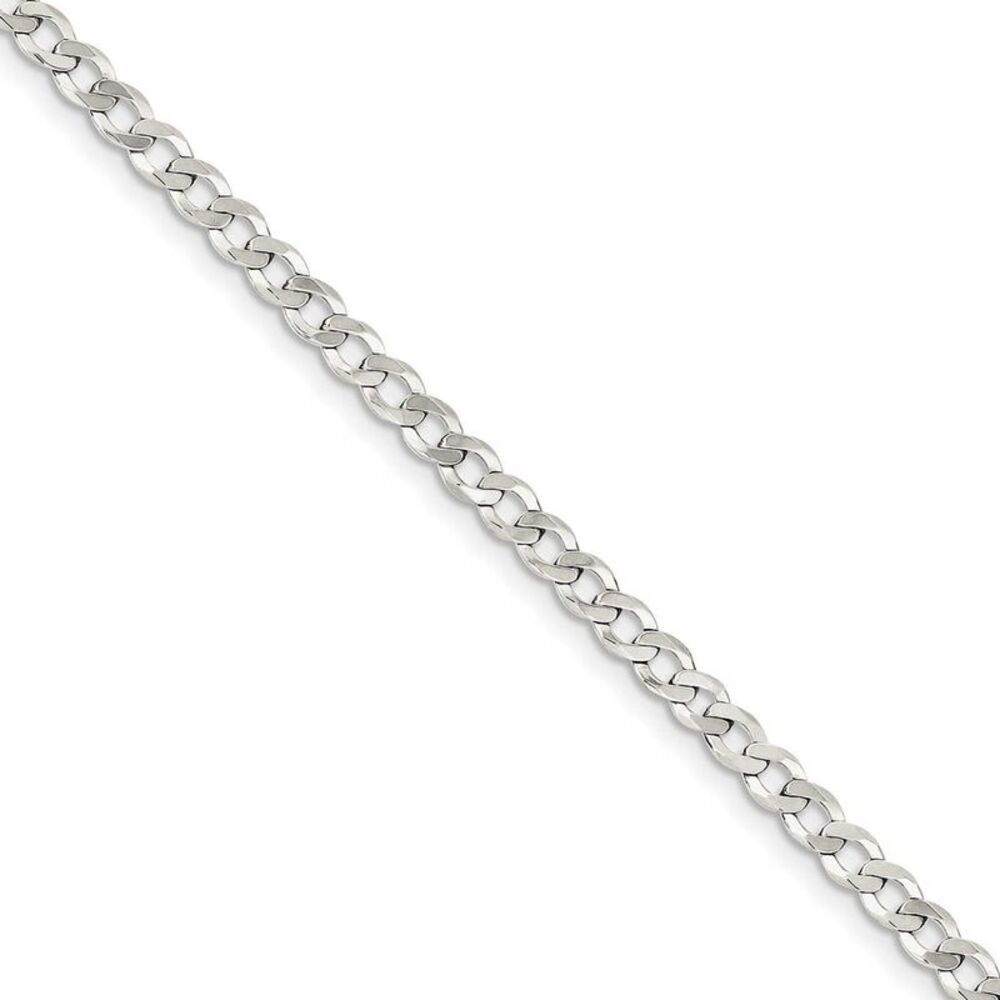 Sterling Silver 4.5mm Solid Flat Curb Chain Bracelet And Anklet, 9 In
